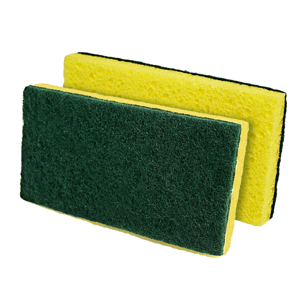 Éponge à récurer Jaune et verte en celullose - 3'' x 6''