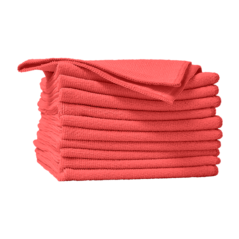 Chiffons de microfibre - Rouge 14 po - Pqt 10