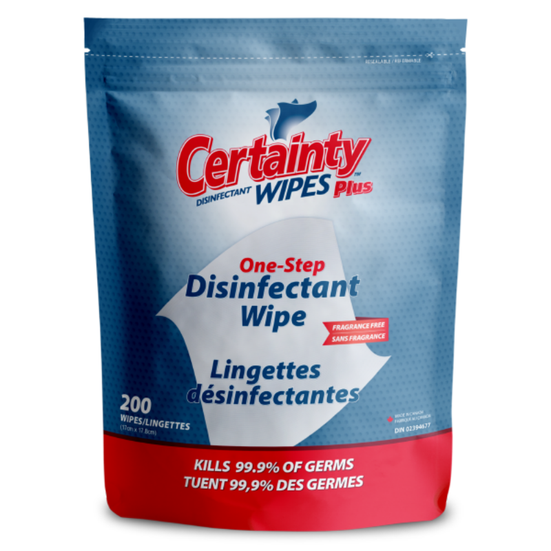 CERTAINTY – Lingettes désinfectantes prêtes à l'emploiCERTAINTY – Lingettes désinfectantes prêtes à l'emploi