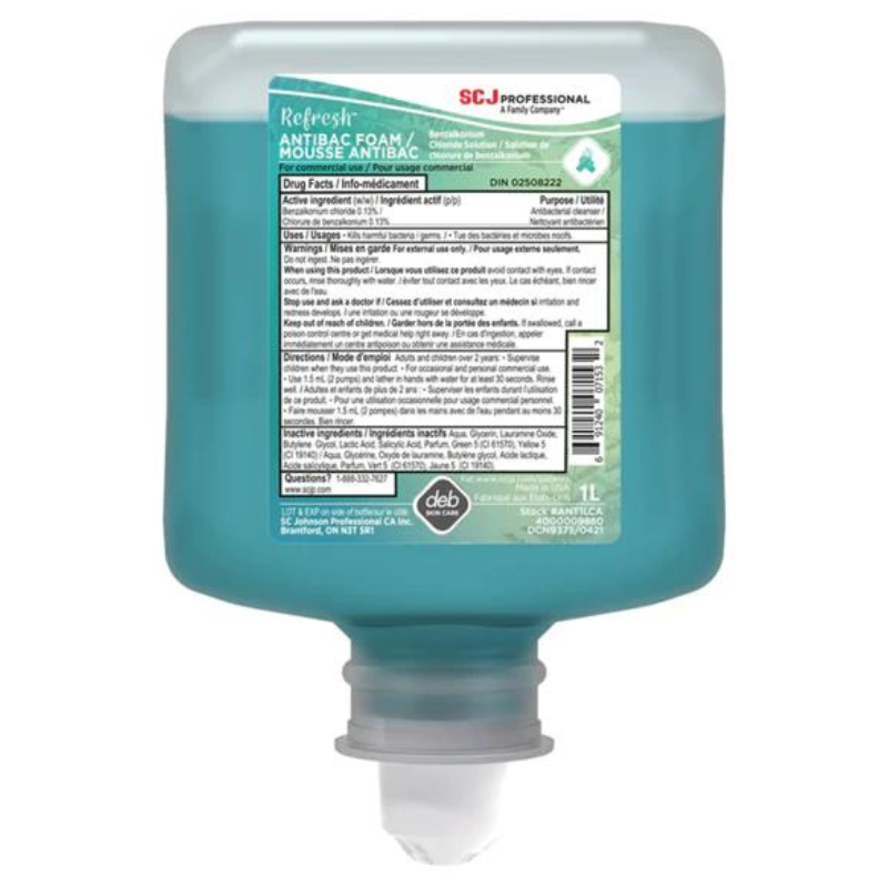 REFRESH savon mousse antibactérien 1 L – Parfum agrume