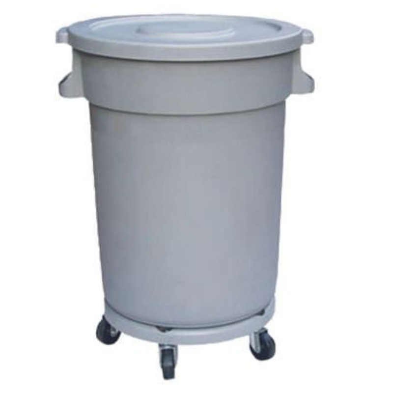 Poubelle avec couvercle et socle 120 L grise