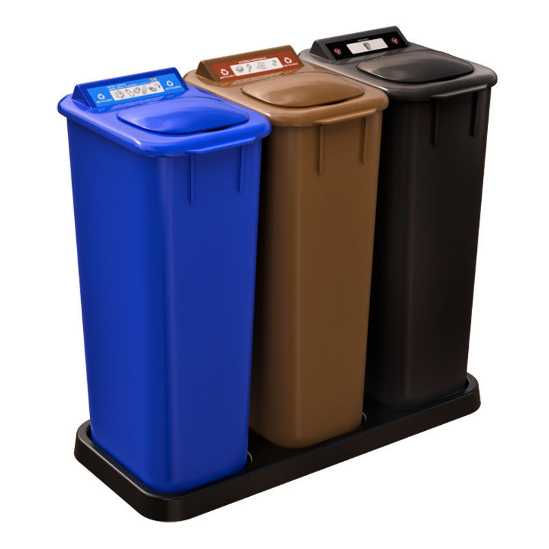 Îlot de tri Mobilia 3 compartiments 58 L